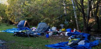 Ontario announces $10.7 million for 186 new supportive housing and shelter spaces in Thunder Bay Abandoned tent encampment along McVicars Creek - October 4 2025