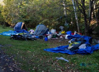 Ontario announces $10.7 million for 186 new supportive housing and shelter spaces in Thunder Bay Abandoned tent encampment along McVicars Creek - October 4 2025