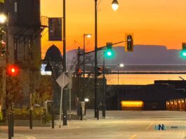 Thunder Bay: Light Snow Today, Brighter and Milder Sunday Sun getting set to rise over Lake Superior and the Sleeping Giant on October 18 2025