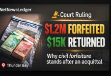 Ontario Court Upholds Forfeiture of $1.2M Seized in 2009 — Thunder Bay Man’s 16-Year Battle Ends Thunder Bay man loses $1.2M forfeiture appeal; most cash stays with Crown, $15K returned