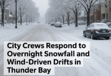 City Roads Crews Respond Snowfall and Wind-Driven Drifts in Thunder Bay Thunder Bay crews clear roads and sidewalks after 5 cm snowfall; winter parking rules now in effect