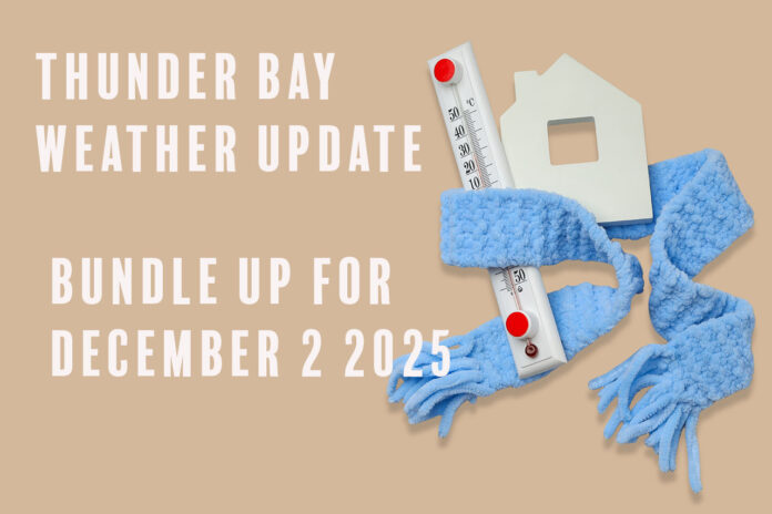 Thunder Bay: Clearing today, high −12 with NW gusts to 60 and wind chill near −26. Very cold tonight (−20, wind chill −30). Brighter Thursday, high −7. Thunder Bay: Clearing today, high −12 with NW gusts to 60 and wind chill near −26. Very cold tonight (−20, wind chill −30). Brighter Thursday, high −7.