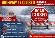 December 26 2025: Highway 17 Closed Between Nipigon and Marathon Due to Hazardous Winter Conditions Highway 17 Closure