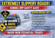 Kenora OPP Warn of Extremely Slippery Roads on Highway 17 and Across Region Kenora, OPP, Highway 17, Northwestern Ontario, winter driving, icy roads, blowing snow, road conditions, collisions, disabled vehicles, Ontario 511, traffic safety, emergency vehicles, move over