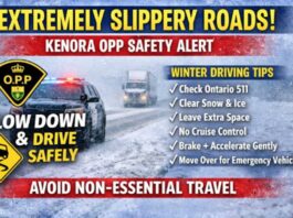 Kenora OPP Warn of Extremely Slippery Roads on Highway 17 and Across Region Kenora, OPP, Highway 17, Northwestern Ontario, winter driving, icy roads, blowing snow, road conditions, collisions, disabled vehicles, Ontario 511, traffic safety, emergency vehicles, move over