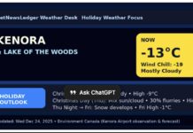 Kenora & Lake of the Woods Weather Focus: Cloudy Christmas Eve, Snow Arrives Christmas Night Kenora Weather