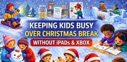 Keeping Kids Busy Over Christmas Break Without All Day Binges on iPads and Xbox or Television Holiday boredom busters for kids: screen-free ideas, routines, crafts, games and winter fun