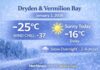 January 2, 2026: Dryden & Vermilion Bay Weather Focus — Sunny Today, But Wind Chill Near -37 This Morning, Snow Returns Overnight Jan 2 2026 Dryden and Vermilion Bay Weather