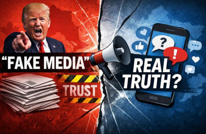 Trump's fake-news playbook and social-media influencers deepen distrust weakening shared facts today