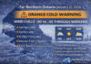January 22, 2026: Far North Ontario Weather Report — Orange Cold Warnings from Sandy Lake to Fort Severn Far Northern Ontario faces an Arctic deep freeze on January 22, 2026. Orange Cold Warnings remain in effect for Sachigo Lake, Sandy Lake, Marten Falls (Otomi) area, KI (Big Trout Lake), and Fort Severn as wind chills plunge into the -40s. Stay safe with cold-weather, pet, and livestock precautions.