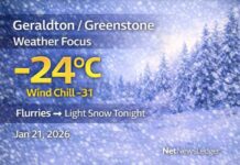 January 21, 2026: Geraldton–Greenstone Weather — Bitter Cold, Flurries Building, Light Snow Tonight Greenstone / Geraldton weather