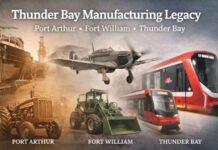 From Shipyards, Tractors, Hawker Hurricanes to Subway Cars: A History of Manufacturing in Thunder Bay Thunder Bay’s industrial rise is inseparable from its location. The harbour and river systems, the grain and freight economy, and the east–west rail networks made the Lakehead a natural place to repair, assemble, fabricate, and ship