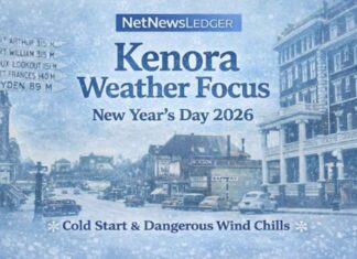 January 1, 2026: Kenora, Grassy Narrows & Lake of the Woods Weather Update — Bright Breaks Today, But Wind Chills Stay Dangerous Kenora and Lake of the Woods weather for New Year’s Day 2026: light snow early then a mix of sun and cloud with a high near -17°C. Wind chills near -32 this morning and -32 overnight bring frostbite risk. Sunny Friday, then snow chances increase into the weekend