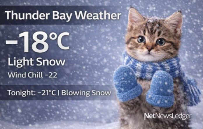 Jan 18 2026 - Weather for Thunder Bay - Put mittens on your kittens!