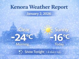 January 2, 2026: Kenora & Lake of the Woods Detailed Weather Outlook — Sunny Today, Snow Returns Tonight and Through the Weekend Kenora Weather