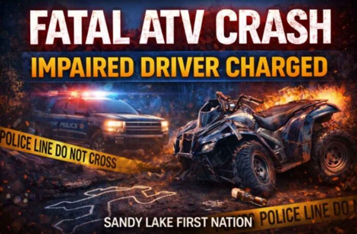 A fatal ATV collision in Sandy Lake First Nation has led to charges against a 24-year-old driver.