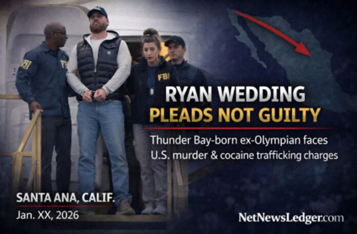 Ryan Wedding pleads not guilty in California; Thunder Bay Olympian faces U.S. murder, cocaine counts.