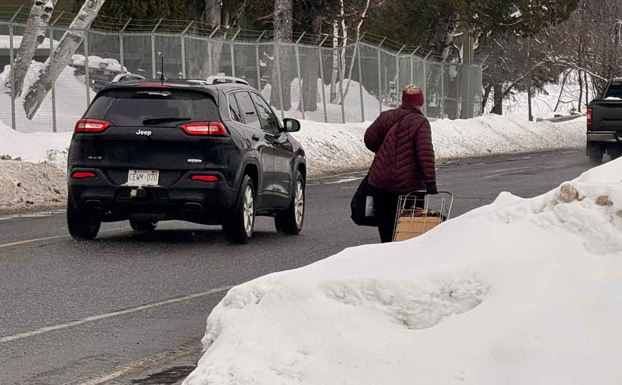 Watch for pedestrians on roadways 