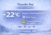 January 4, 2026: Thunder Bay Weather Focus Thunder Bay forecast for Sunday, Jan. 4, 2026: snow begins this afternoon with about 2 cm, then steadier snow tonight (about 5 cm) with a risk of freezing drizzle overnight. Light snow and freezing drizzle risk continues Monday as temperatures moderate toward -4°C.