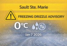 January 7, 2026: Sault Ste. Marie Weather Update — Freezing Drizzle Advisory This Morning, Milder Air Builds In Freezing Drizzle Sault Ste. Marie