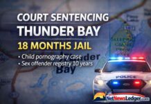 Thunder Bay Man Receives 18 Months in Jail for Possession of Child Pornography A 35-year-old man was sentenced in an Ontario court on January 29, 2026, after a conviction for possession of child pornography. Colin Andrew Palmquist appeared before Justice Emily Beaton for sentencing. Family members were present in court in support of the offender.