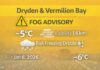 January 6, 2026: Dryden & Vermilion Bay Weather Focus — Yellow Fog Advisory, Near-Zero Visibility Risk Early Dryden Weather