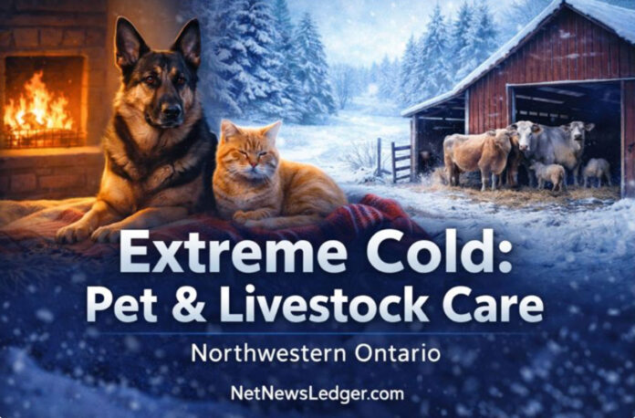 Cold snap in NWO: tips to protect dogs cats and livestock from wind chill, frostbite and ice at home.