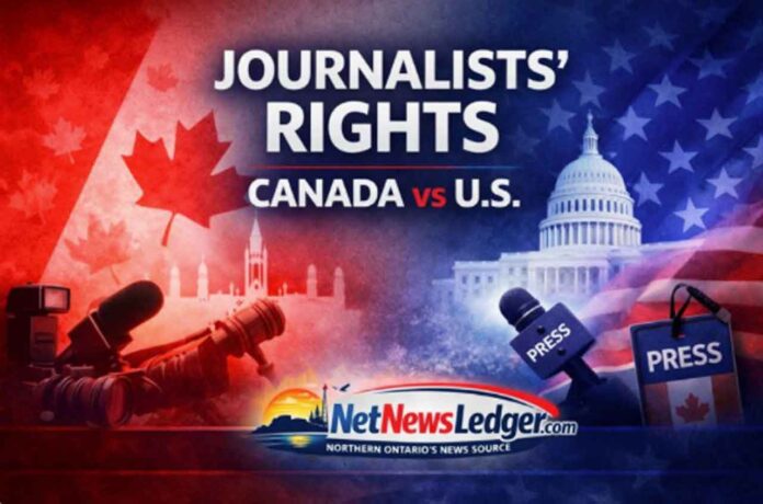 Independent journalists’ legal protections differ in U.S. vs Canada—shield laws, searches, access