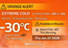 January 22, 2026: Kenora & Lake of the Woods Weather — Orange Cold Warning as Wind Chills Hit -45 Kenora Weather Alert