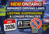 New Ontario Impaired Driving Laws Now in Effect: Lifetime Suspensions, Longer Penalties Introduced Thunder Bay Police remind residents of new Ontario impaired driving laws: longer suspensions, lifetime bans for fatal offences