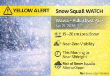 January 21, 2026: Wawa–Pukaskwa Park Weather Focus — Yellow Snow Squall Watch, 15–20 cm Possible Wawa Weather - Yellow Alert Jan 21 2026
