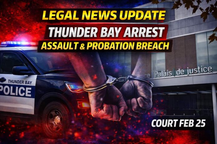 Thunder Bay arrest: man charged with assault and probation breach; warrants also alleged registry breach