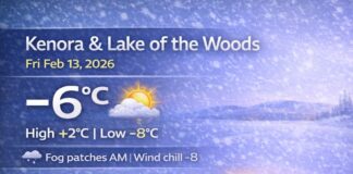 February 13, 2026: Kenora & Lake of the Woods Weather — Mild Daytime Highs, Fog Patches, and a Greyer Weekend Kenora and Lake of the Woods weather for Friday, February 13, 2026