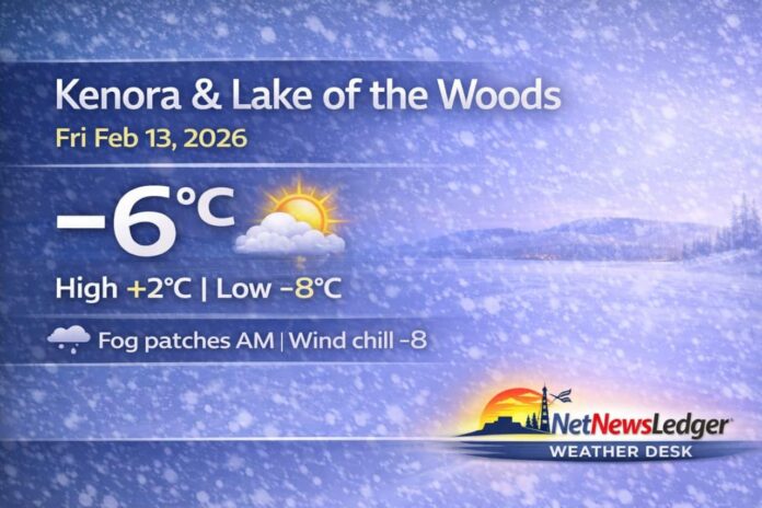 Kenora and Lake of the Woods weather for Friday, February 13, 2026