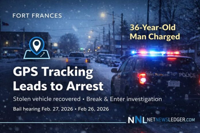 OPP say GPS tracking led to arrest after Fort Frances break-in; stolen vehicle, property recovered