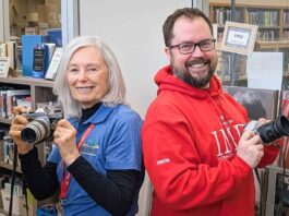 Confederation College Donation Gives Vintage Cameras New Life Fran Duke, President of the Friends of the Thunder Bay Public Library & Orion Atkinson, IMD Program Coordinator at Confederation College