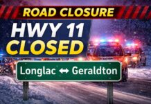 ROAD CLOSURE: Highway 11 shut down between Longlac and Geraldton after serious multi-vehicle collision Hwy 11 closed both ways Longlac–Geraldton after multi-vehicle crash; expect delays. Check 511 today.