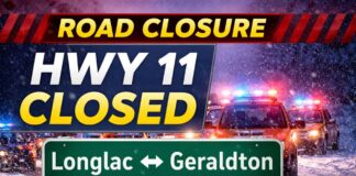 ROAD CLOSURE: Highway 11 shut down between Longlac and Geraldton after serious multi-vehicle collision Hwy 11 closed both ways Longlac–Geraldton after multi-vehicle crash; expect delays. Check 511 today.