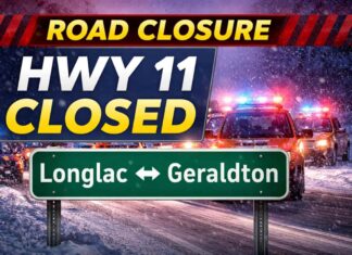 ROAD CLOSURE: Highway 11 shut down between Longlac and Geraldton after serious multi-vehicle collision Hwy 11 closed both ways Longlac–Geraldton after multi-vehicle crash; expect delays. Check 511 today.