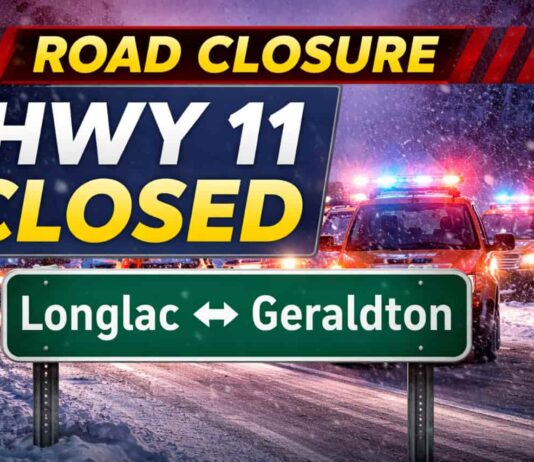 ROAD CLOSURE: Highway 11 shut down between Longlac and Geraldton after serious multi-vehicle collision Hwy 11 closed both ways Longlac–Geraldton after multi-vehicle crash; expect delays. Check 511 today.