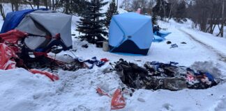 Thunder Bay declares homelessness a humanitarian crisis Homeless Encampment at McVicars Creek Feb 2026