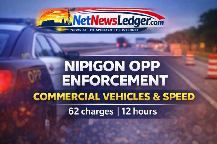 Nipigon OPP traffic blitz targets CMVs and speed: 62 charges and 11 warnings in 12 hours. Nipigon OPP traffic blitz targets CMVs and speed: 62 charges and 11 warnings in 12 hours.