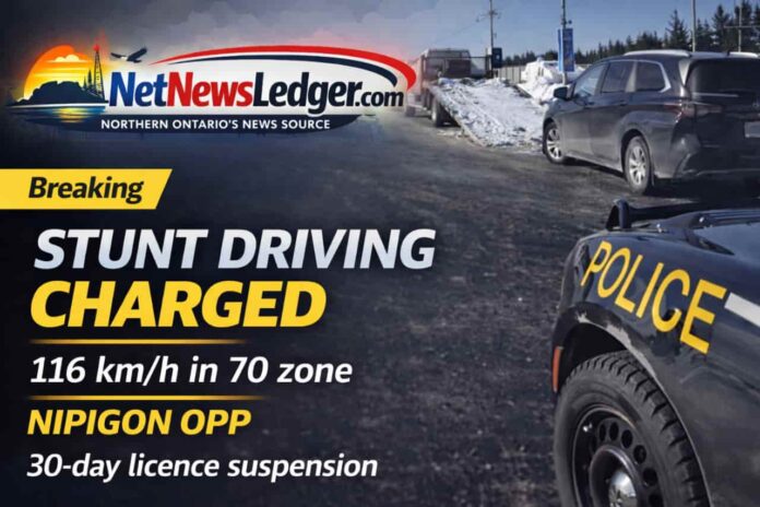 Nipigon OPP lay Stunt Driving Charges