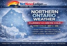 February 21, 2026: Northern Ontario Weather Forecast — Light Snow and Flurries, Then a Hard Turn Into Deep Cold Northern Ontario weather (Feb 21–23, 2026): Ogoki Post/Marten Falls, Neskantaga, Sandy Lake, Big Trout Lake/KI, and Fort Severn see flurries and light snow today, then a sharp push of Arctic cold with dangerous wind chills and frostbite risk, especially Sunday.