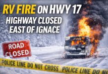 Highway 17 Closed East of Ignace After RV Fire Highway Closure