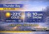 Monday, Feb. 23 2026 – Thunder Bay Weather Outlook; Cold Monday – Snow Zone Tuesday Thunder Bay Weather