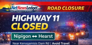 Update #1 – HIGHWAY 11 CLOSED: Greenstone OPP Investigating Fatal Collision Near Kenogamisis Dam Road Fatal crash near Geraldton closes Hwy 11 Nipigon–Hearst; Hwy 631 shut. Avoid travel. Check 511.