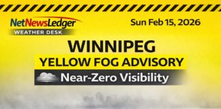 February 15, 2026: Winnipeg Weather Forecast — Dense Fog Advisory, Milder Sunday, Then Rain-to-Snow Midweek Winnipeg Weather Feb 15 2026