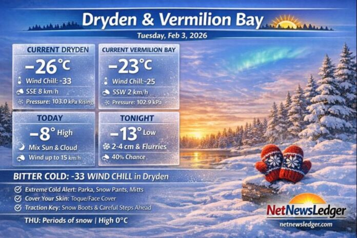 Dryden and Vermilion Bay Weather Feb 3 2026