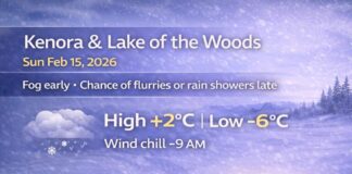 February 15, 2026: Kenora & Lake of the Woods Forecast — Fog This Morning, Then a Near-Freezing Mix Kenora and Lake of the Woods weather for Sunday, February 15, 2026: fog patches dissipate this morning